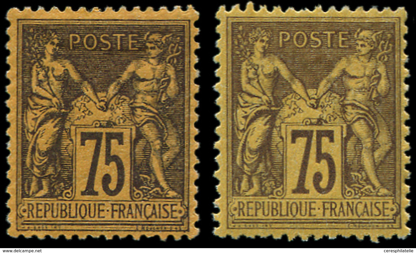 * TYPE SAGE - 99/99a, 75c. Violet Sur Orange Et 75c. Violet Sur Jaune, Bon Centrage, Frais Et TB - 1876-1878 Sage (Tipo I)
