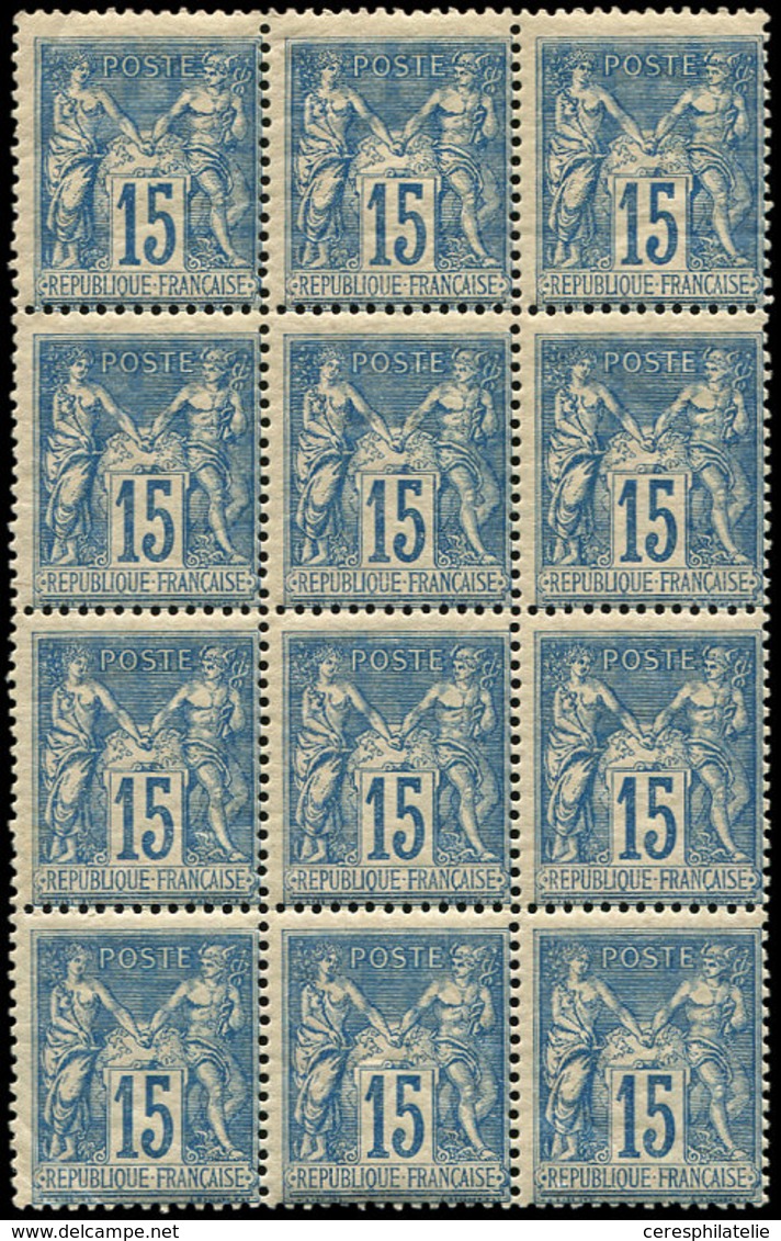 ** TYPE SAGE - 101  15c. Bleu, BLOC De 12, Décentré, Sinon TB - 1876-1878 Sage (Tipo I)