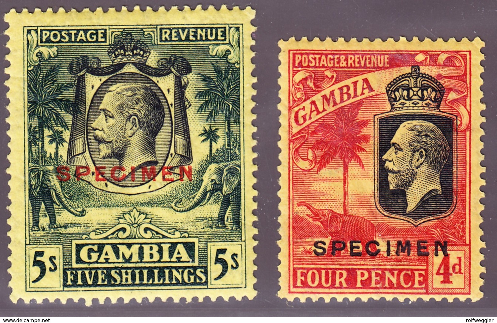 1926/27 König Georg V. Zwei Werte Mit Specimen Aufdruck - Gambia (...-1964)