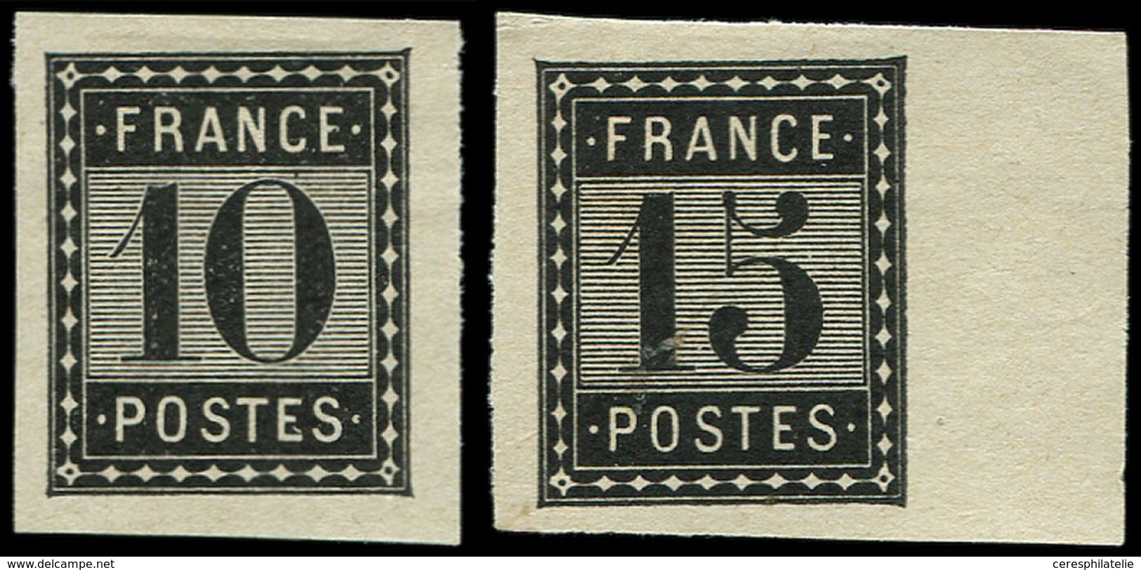 (*) ESSAIS -  1876 : Projet Gaiffe, 10c. Et 15c. Noir, Imprimerie Nationale, TB - Autres & Non Classés