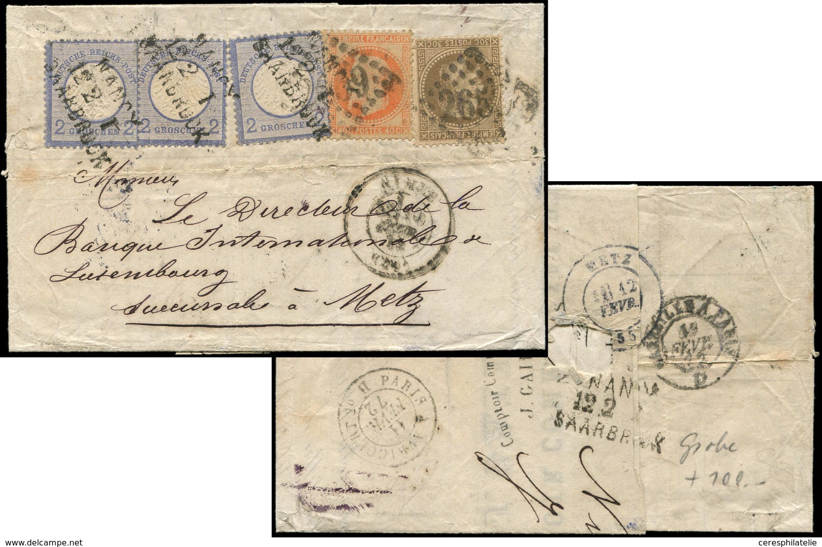 Let ALSACE-LORRAINE - Affranchissements Mixtes Allemagne France N°30 Et 31 Obl. GC 2659 S. LAC, MIXTES Avec 2g. Outremer - Lettres & Documents