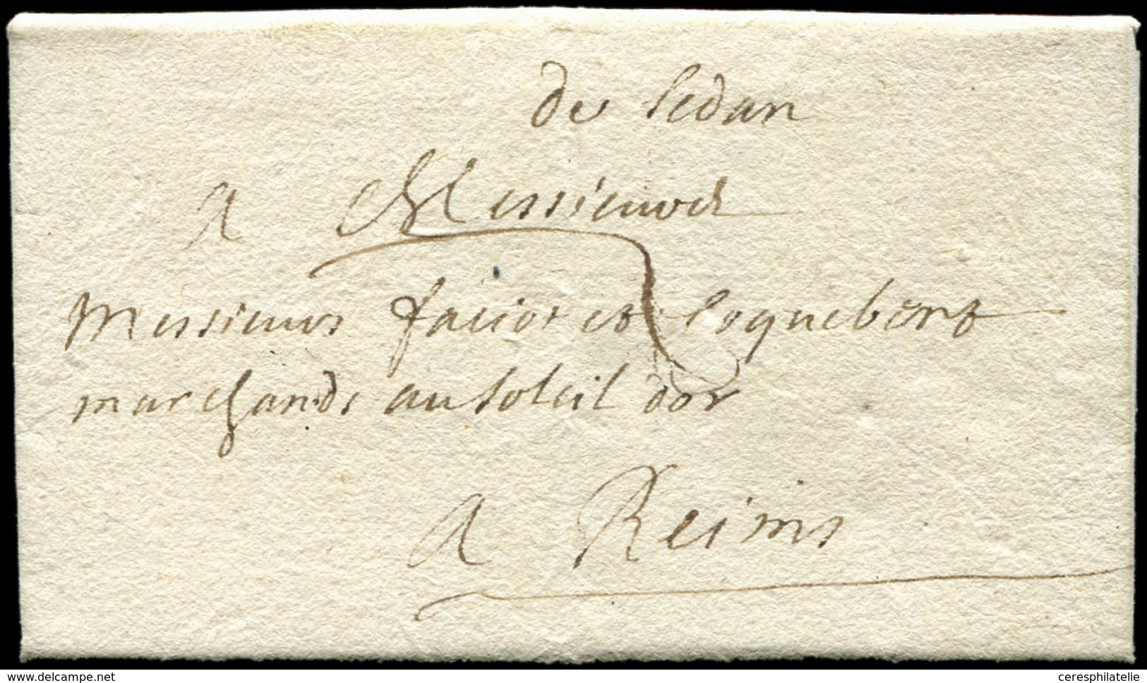 Let OBLITERATIONS PAR DEPARTEMENTS - 7/ARDENNES MP Manuscrite "de Sedan" Sur LAC De 1703, TTB - 1849-1876: Période Classique