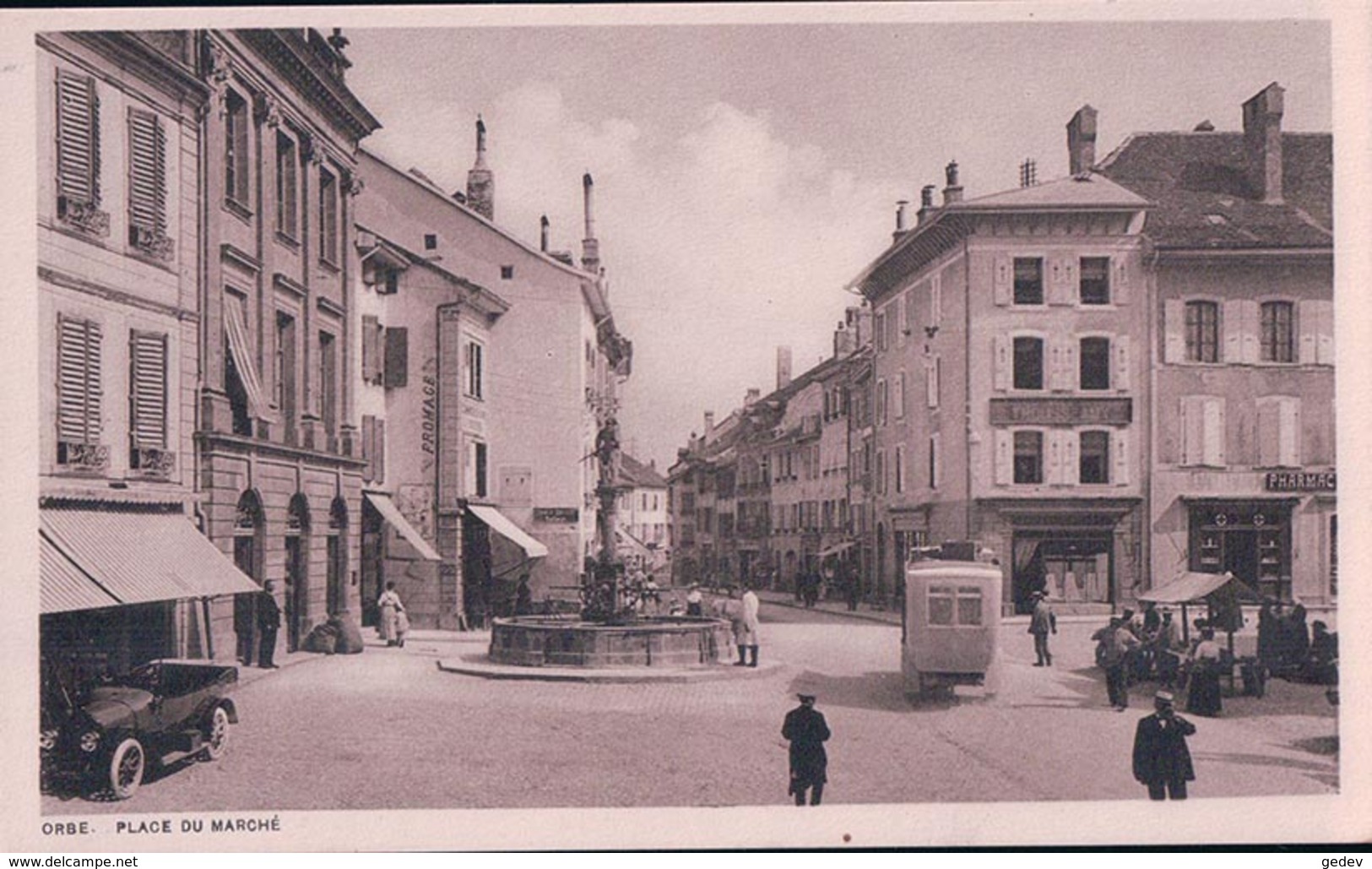 Orbe VD, Place Du Marché, Voitures Et Bus Postal (4442) - Orbe