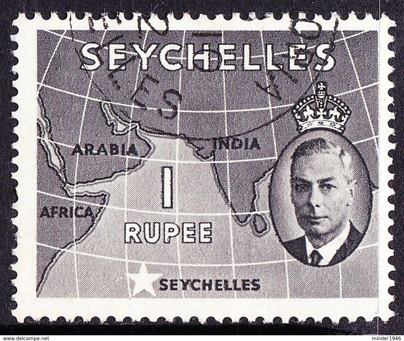 SEYCHELLES 1952 1 Rupee Grey-Black SG168 FU - Seychelles (...-1976)