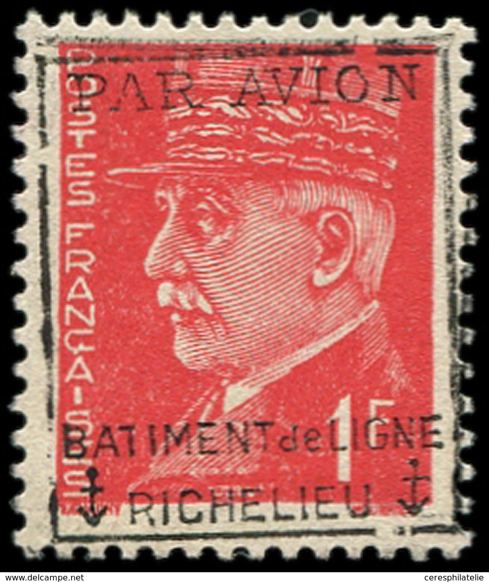 ** Poste Aérienne Militaire -  2 : Pétain 1f. Rouge, Surch. BATIMENT De LIGNE RICHELIEU, TB. C - Posta Aerea Militare