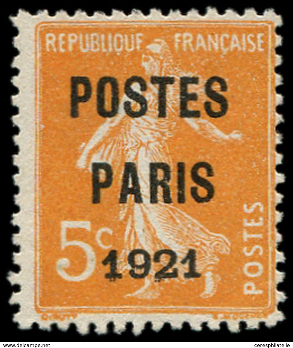 (*) PREOBLITERES - 27   5c. Orange, POSTES PARIS 1921, TB - 1893-1947