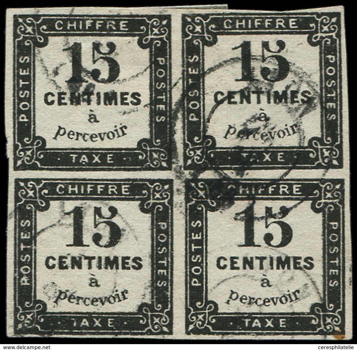 TAXE - 4   15c. Noir Litho, BLOC De 4 Obl. Càd, TB. C, Cote Spink - 1859-1959 Usati