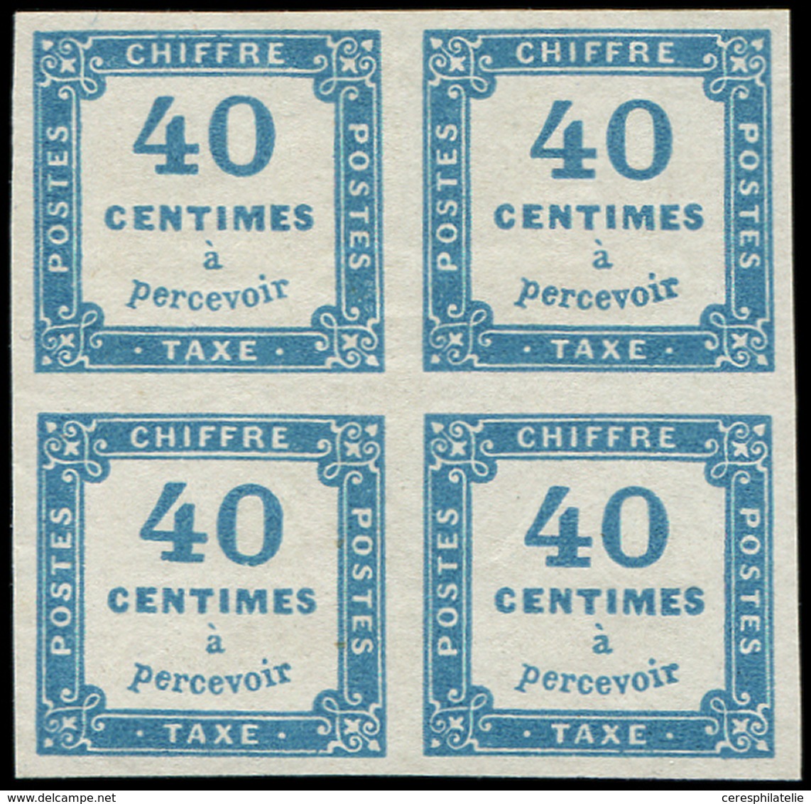 (*) TAXE - 7   40c. Bleu, BLOC De 4, TB - 1859-1959 Oblitérés