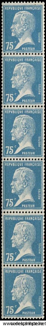 ** ROULETTES - 15  Pasteur, 75c. Bleu, BANDE Verticale De 6, TB - Roulettes