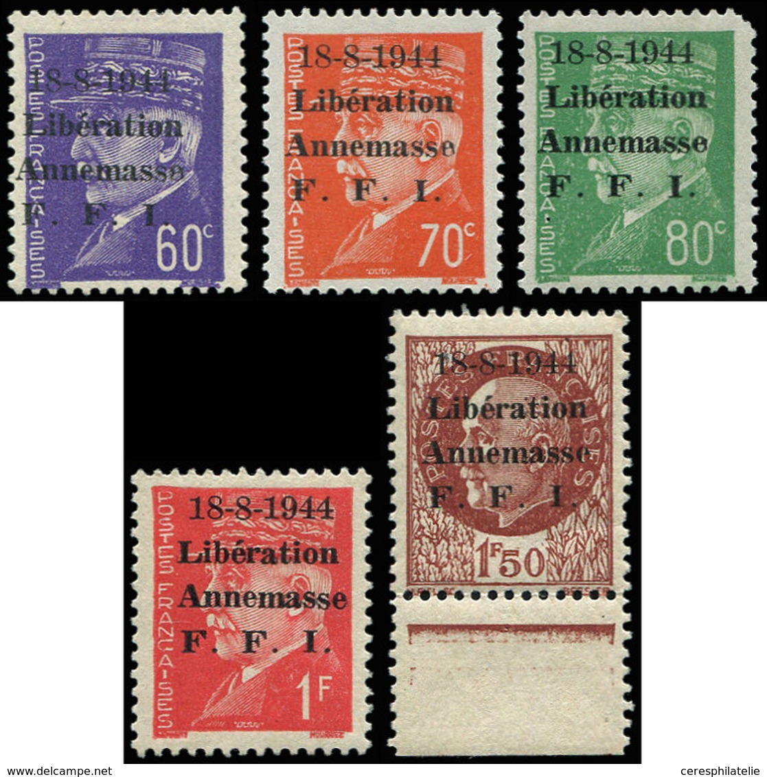 TIMBRES DE LIBERATION - ANNEMASSE 20/23 Et 25 : Chiffres MAIGRES, * Ou **, N°22 Un Angle Arrondi, Les Autres TB - Liberazione