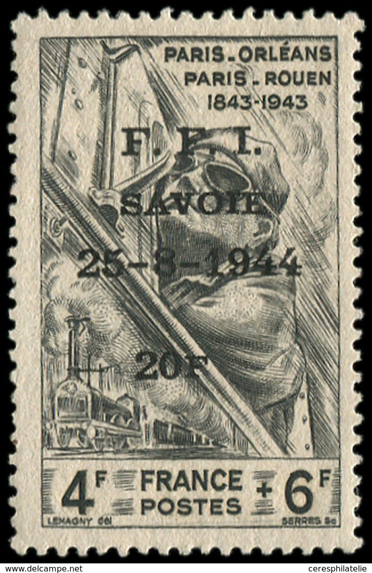 * TIMBRES DE LIBERATION - CHAMBERY 13C : +20f. Sur 4f. + 6f., TB. Br - Liberazione