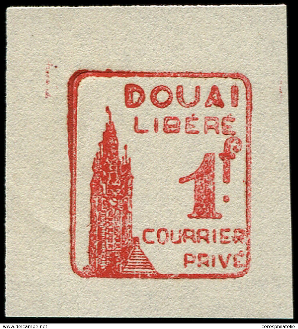 (*) TIMBRES DE LIBERATION - DOUAI 2 : 1f. Rouge, Papier Blanc, TB - Libération