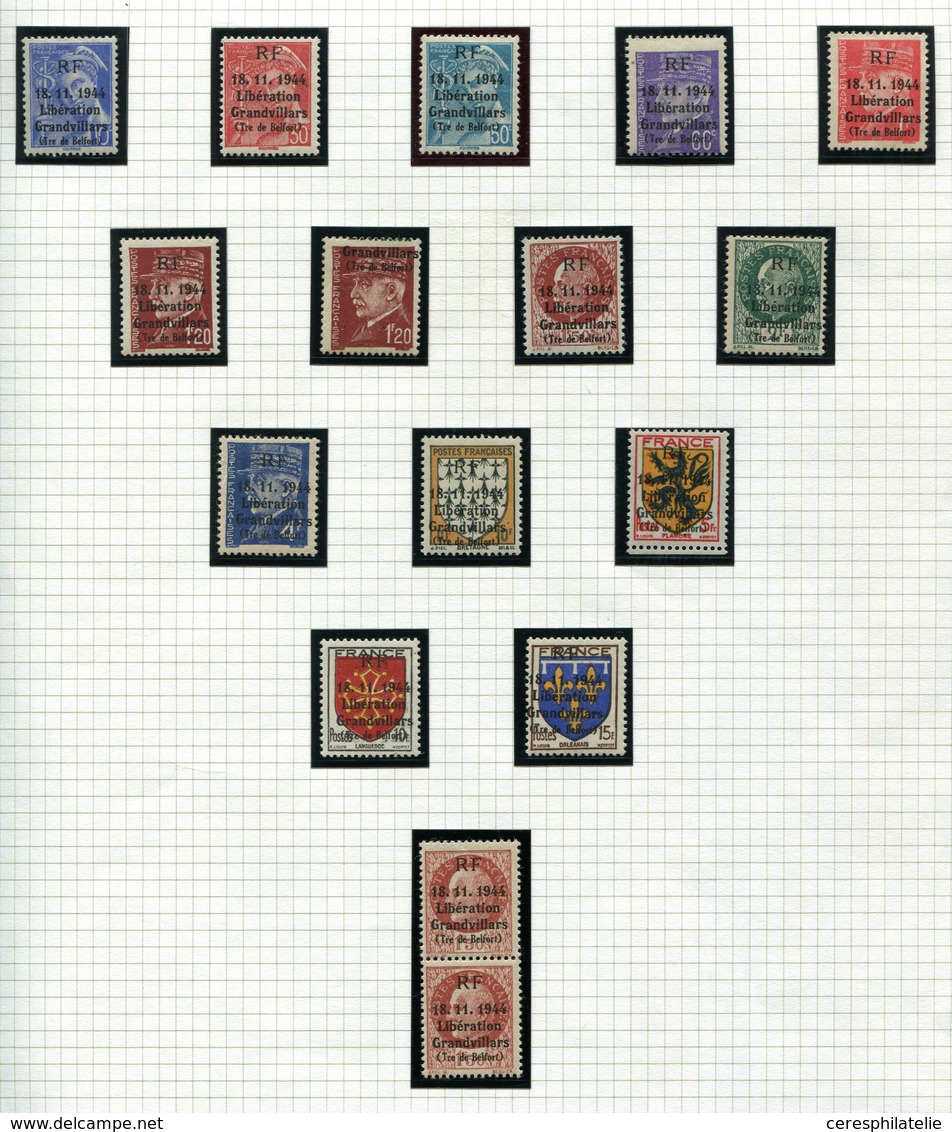 * TIMBRES DE LIBERATION - GRANDVILLARS 1/2, 4/5, 8/11, 14, 17, 20/22 + N°10 En Paire Verticale, TB - Libération