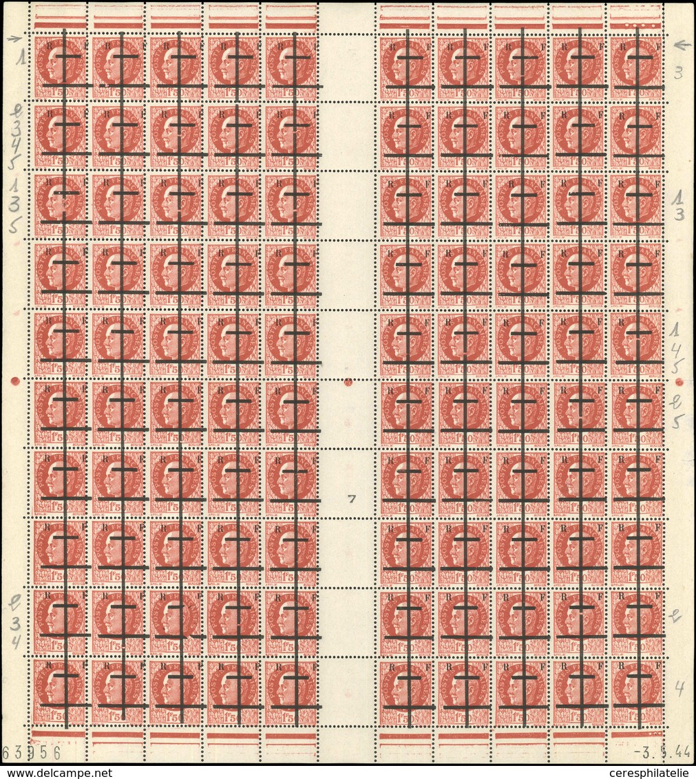 ** TIMBRES DE LIBERATION - LILLE 1 : 1f50 Brun-rouge, FEUILLE De 100 Avec Ses Variétés, TB - Liberazione