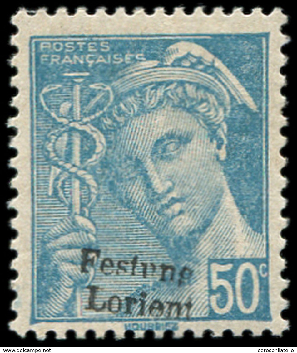 ** TIMBRES DE LIBERATION - LORIENT 1M : 50c. Turquoise, TB, Signé Mayer - Liberazione