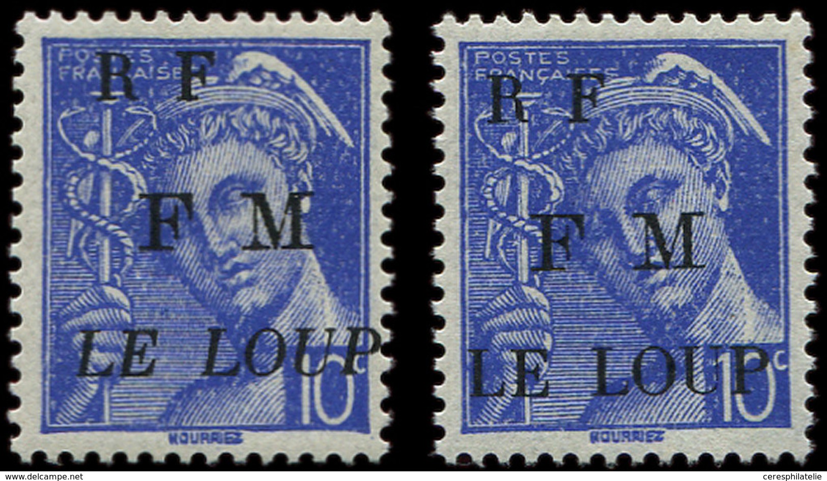 ** TIMBRES DE LIBERATION - MAQUIS DU LOUP 1/2 : 10c. Bleu, Surcharge Droite Et Penchée, TB - Liberazione