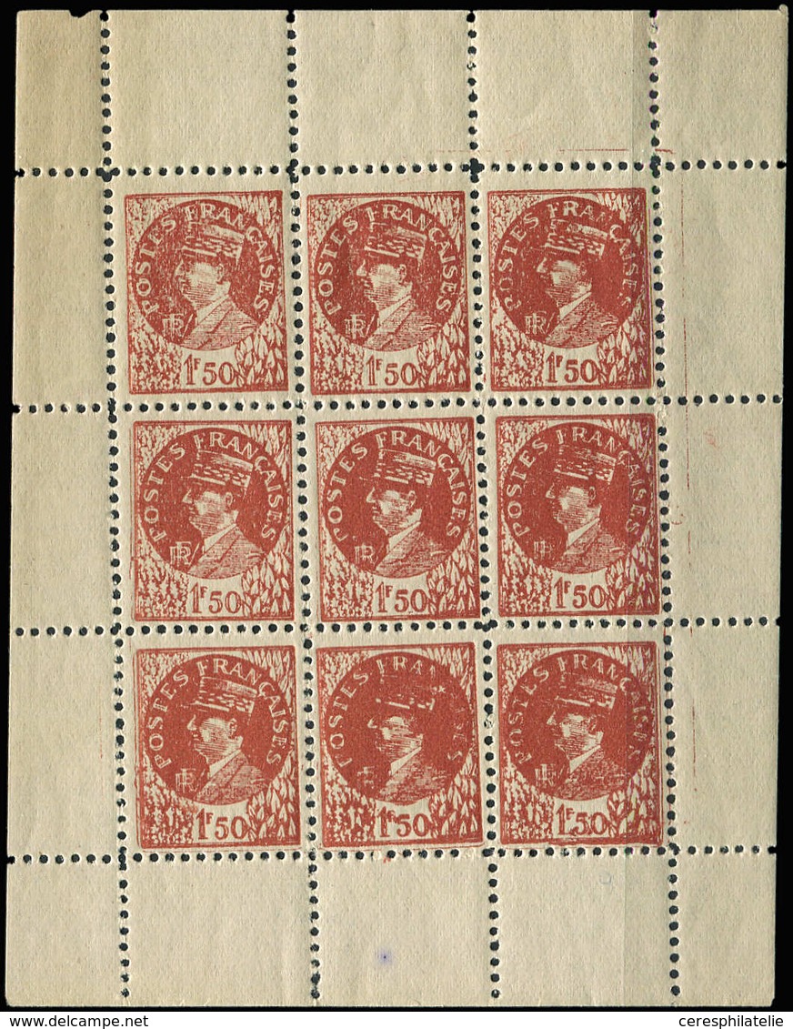 ** TIMBRES DE LIBERATION - NICE DE GAULLE 1 : 1f50 Brun-rouge, Feuillet De 9, TB - Liberazione