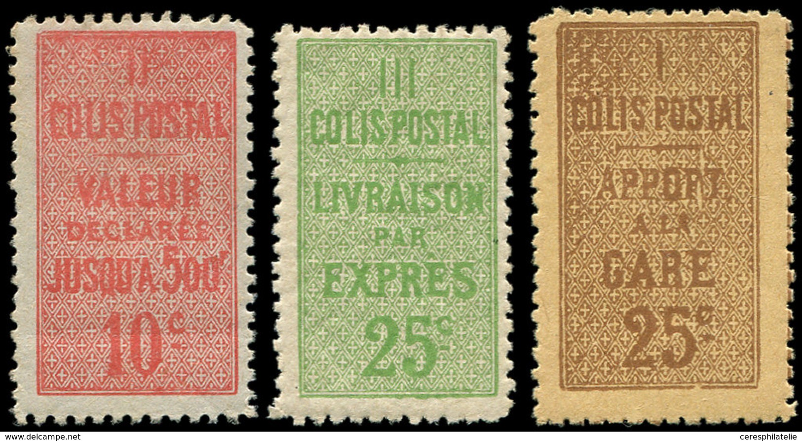 * COLIS POSTAUX  (N° Et Cote Maury) - 6/8 10c. Rouge, 25c. Brun S. Jaune, 25c. Vert, Dent. 11 De 1916/18, TB, Cote Yvert - Nuovi