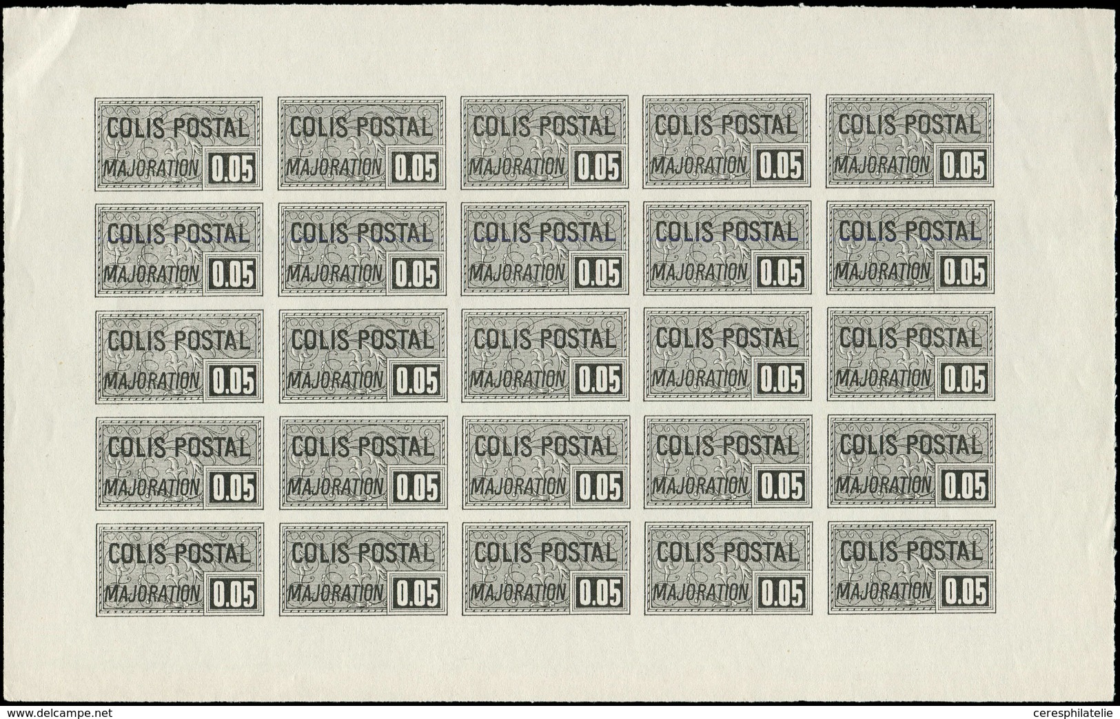 (*) COLIS POSTAUX  (N° Et Cote Maury) - 18   0,05 Noir, Tirage Spécial Sans Gomme, FEUILLE De 25, RR, TB - Nuovi