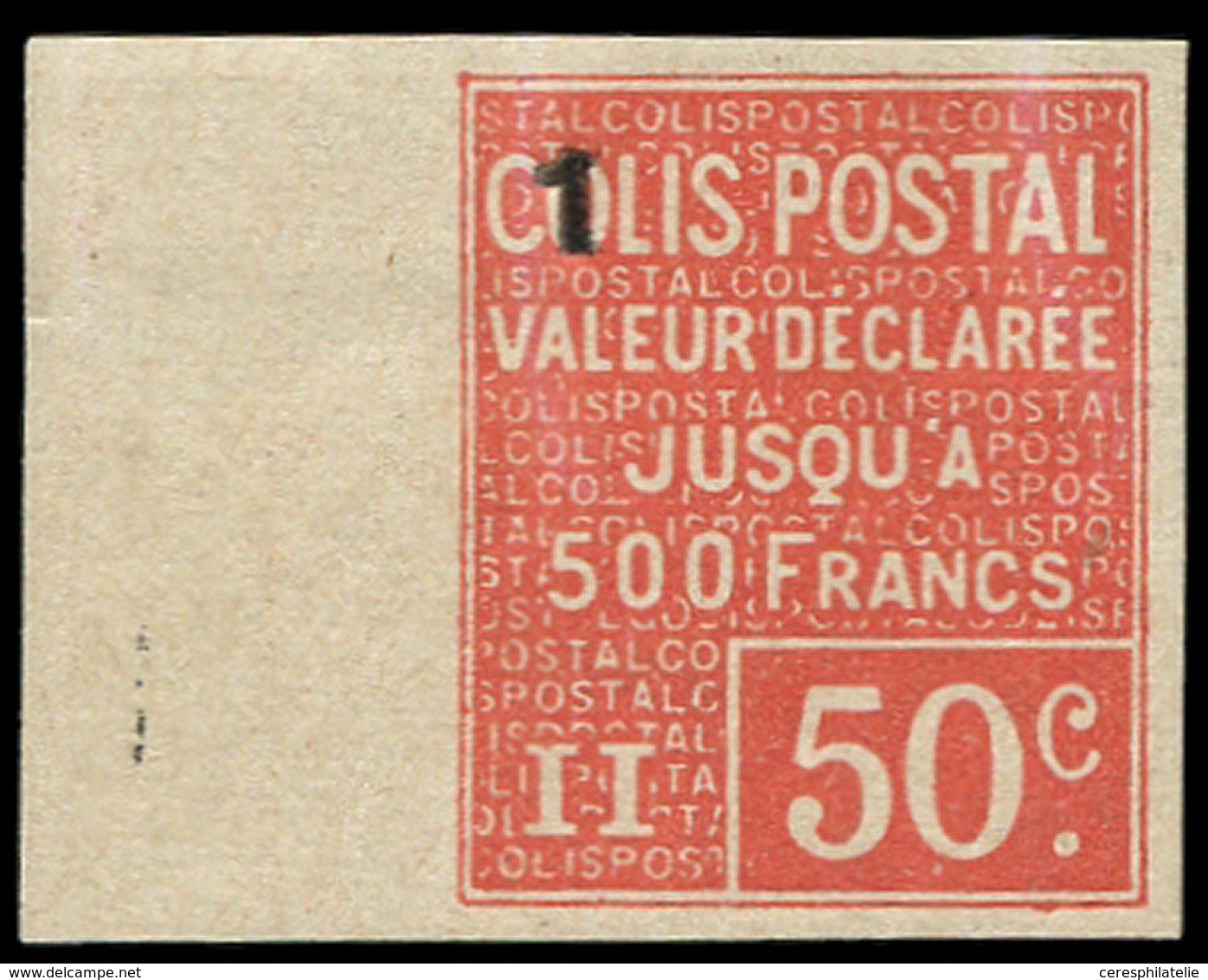 * COLIS POSTAUX  (N° Et Cote Maury) - 55   50c. Rouge, Surch. 1, NON DENTELE Bdf, TB - Neufs