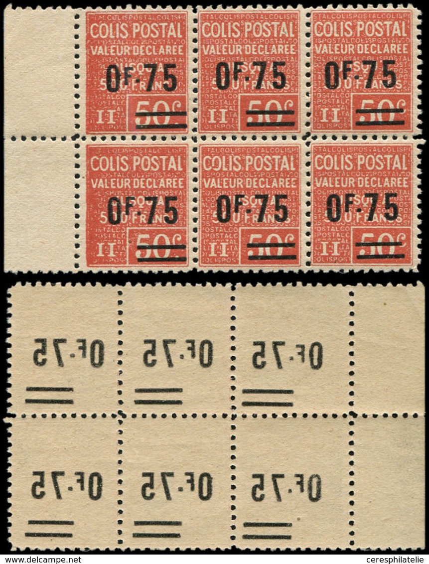 ** COLIS POSTAUX  (N° Et Cote Maury) - 87k  0f75 Sur 50c. Rouge, Surcharge RECTO-VERSO, BLOC De 6, TB - Nuovi