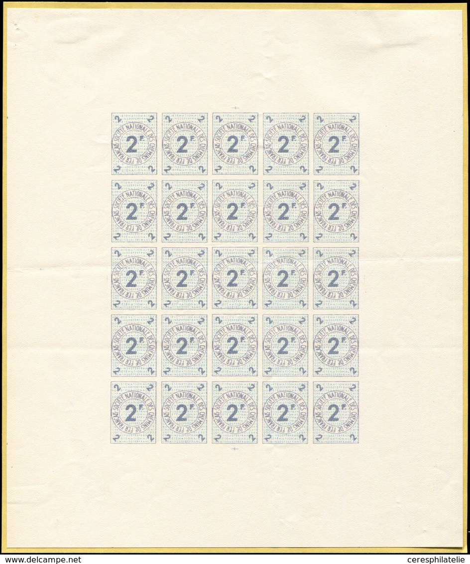 COLIS POSTAUX  (N° Et Cote Maury) - Timbres Pour Petits Colis 21 : 2f., Essai En Violet Pâle Et Bleu, FEUILLET De 25, R - Nuovi