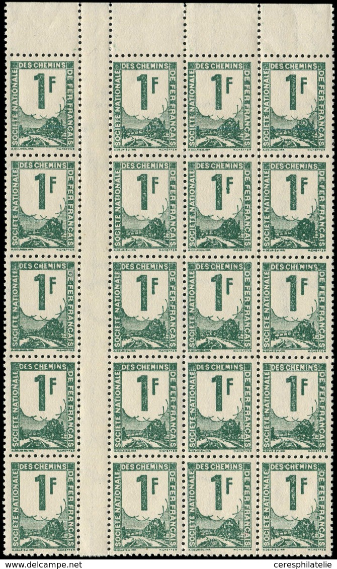 ** COLIS POSTAUX  (N° Et Cote Maury) - Timbres Pour Petits Colis 32af : 1f. Vert, BLOC De 20 Interp., Haut De Feuille, T - Nuovi