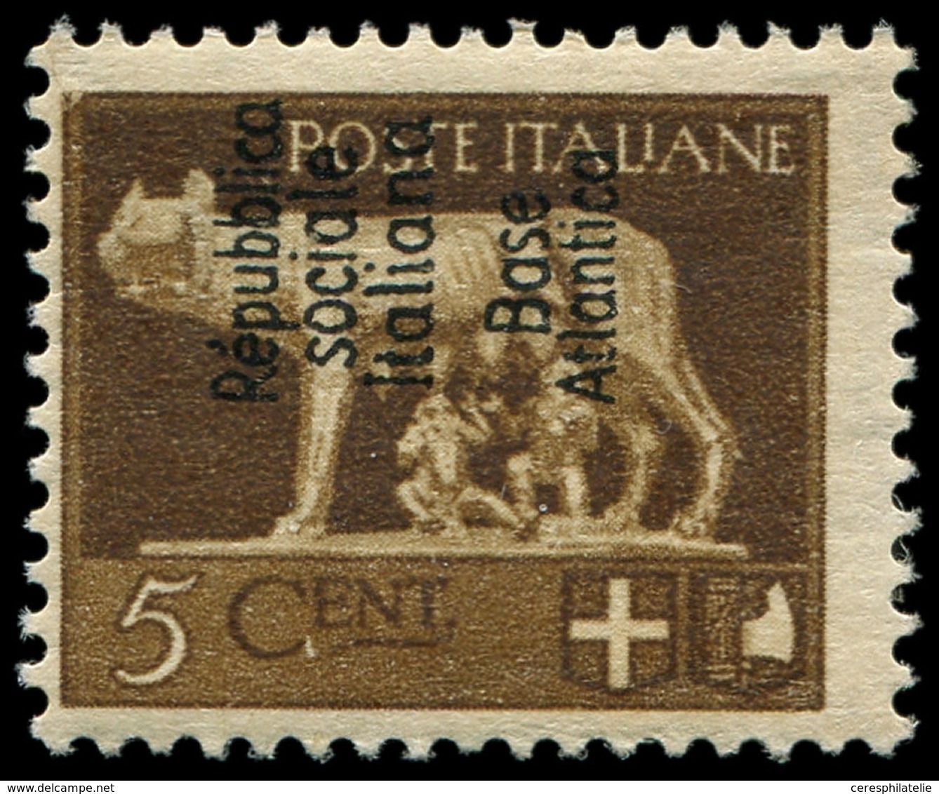 ** Spécialités Diverses - BASE NAVALE ITALIENNE 7 : 5c. Sépia, Timbre RR Et TB, Certif. Scheller - Altri & Non Classificati