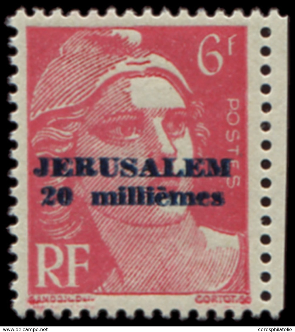 ** Spécialités Diverses - JERUSALEM 3 : 20m. S. 6f. Rouge, TB. Br, Cote Maury - Guerre (timbres De)