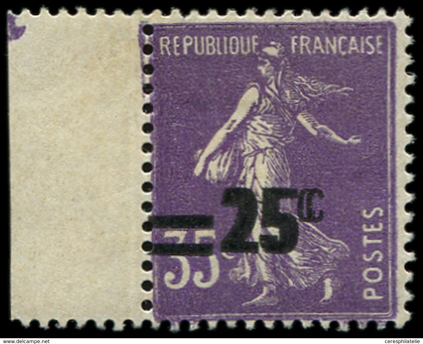 * VARIETES - 218a  Semeuse Camée, 25c. S. 35c. Violet, DOUBLE Surcharge, TB - Unused Stamps