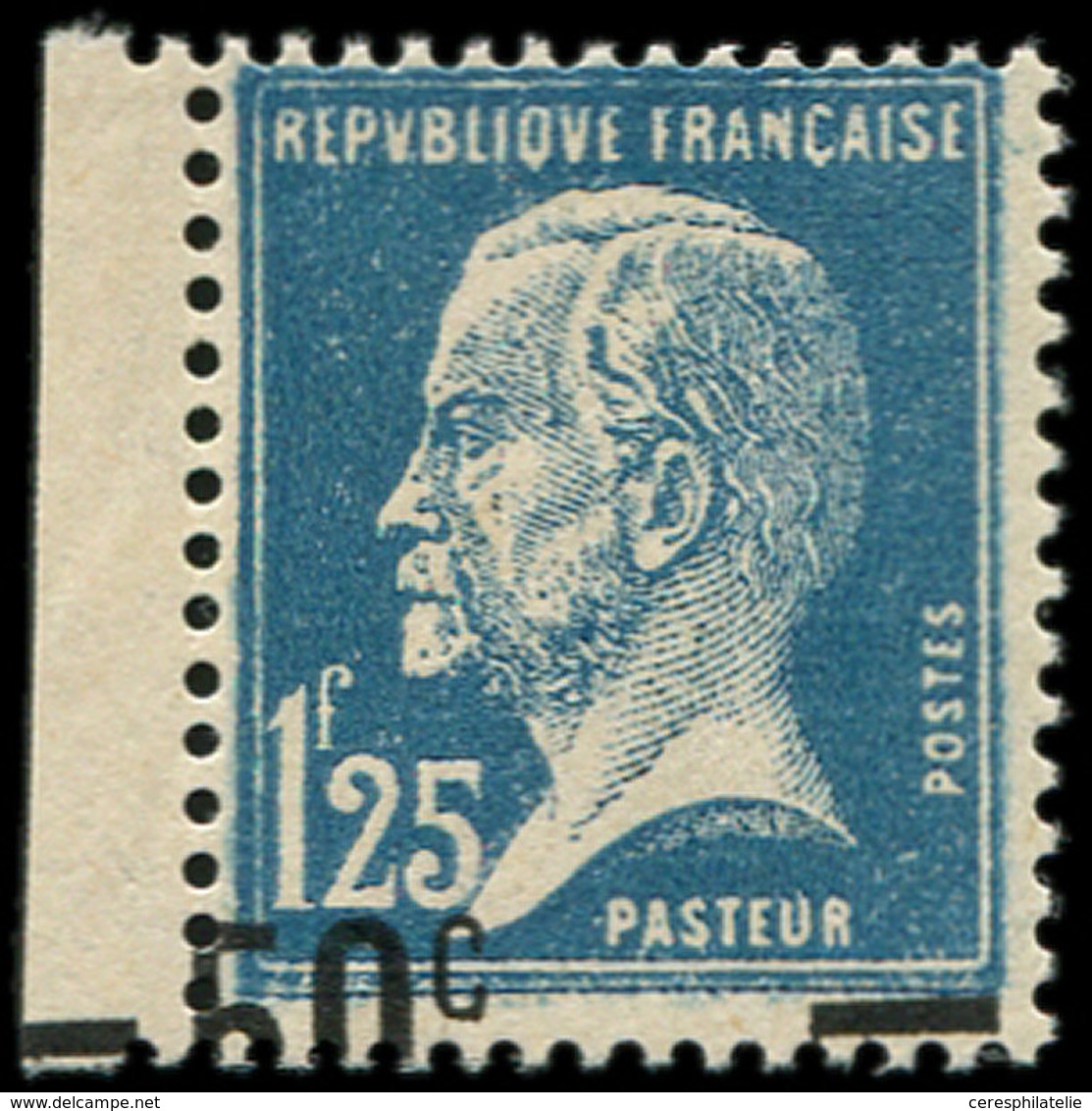 ** VARIETES - 222   Pasteur, 50c. S. 1f.25 Bleu, Surch. A CHEVAL, TB - Nuovi