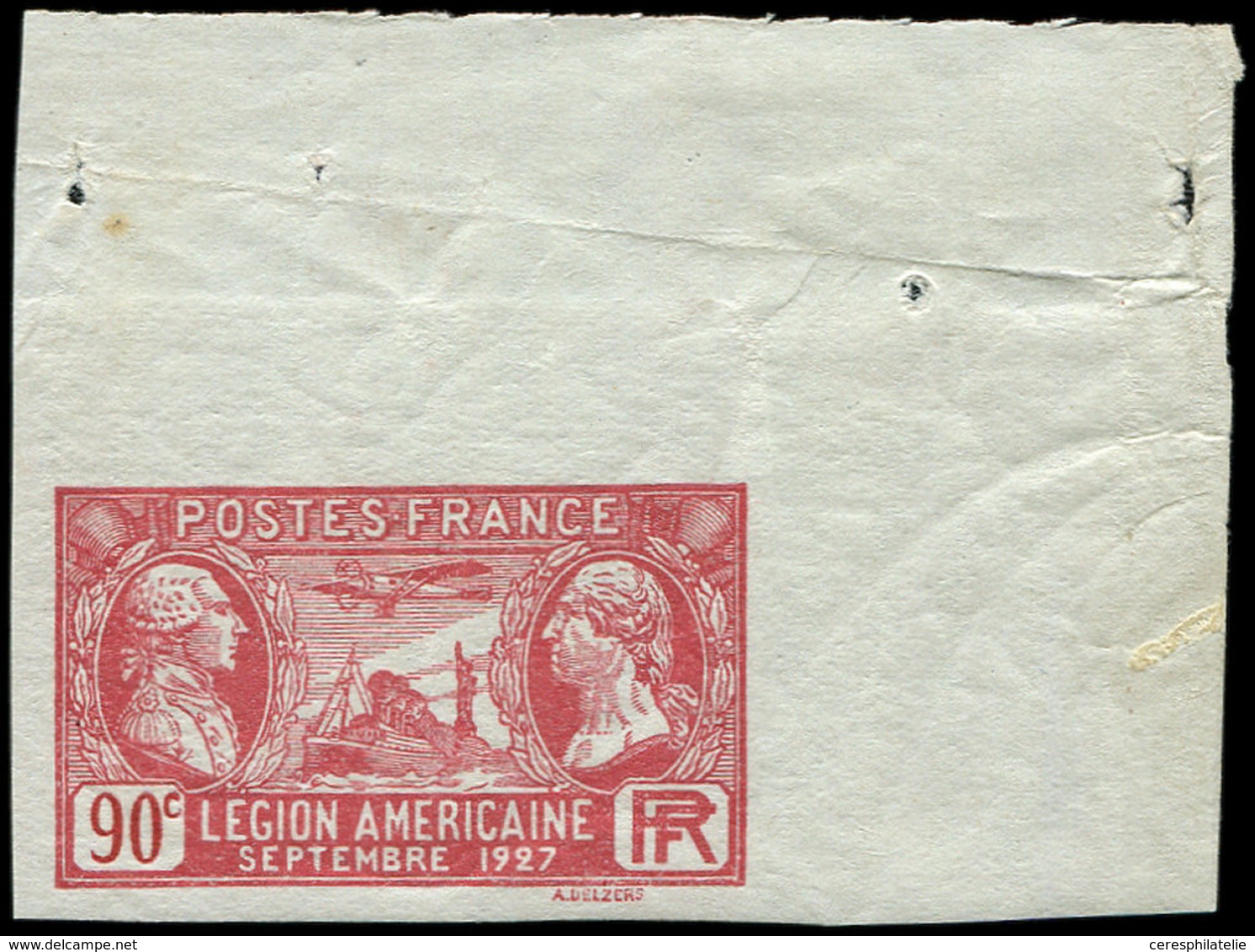 ** VARIETES - 244a  Légion Américaine, 90c. Rouge, NON DENTELE Cdf, RR Et TTB. C - Nuovi