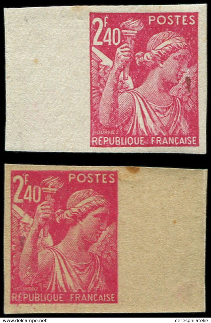 ** VARIETES - 654   Iris,  2f.40 Rose Carminé, NON DENTELE, Impression Au RECTO ET Au VERSO, Bdf (une Rousseur), TB - Nuovi