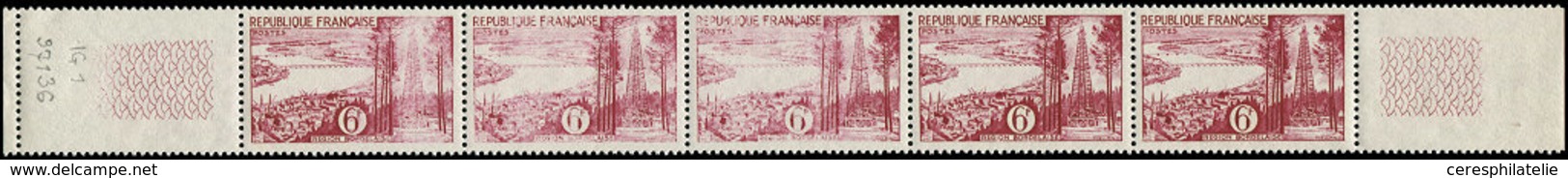 ** VARIETES - 1036   Bordeaux, Impression DEFECTUEUSE Allant à Normale Dans Une BANDE De 5 Avec Bords, TB - Nuovi