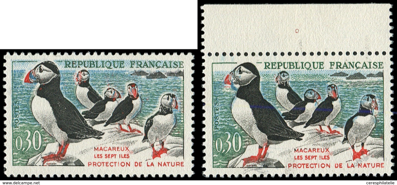 ** VARIETES - 1274   Macareux, Teinte De Fond Bleu Décalée, Bdf, TB. C - Nuovi