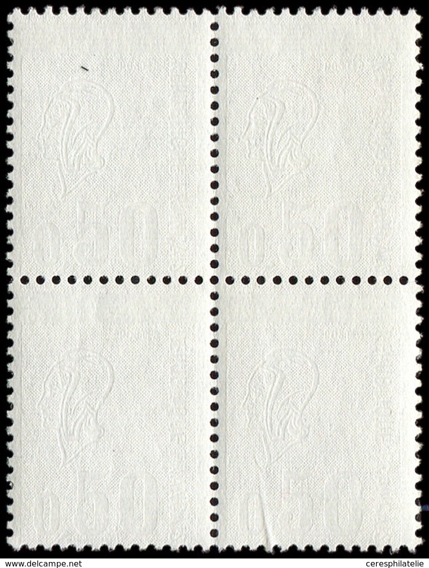 ** VARIETES - 1664   Béquet, 0,50 (carmin-rose), Impression A SEC, BLOC De 4, TB, Cote Maury - Nuovi