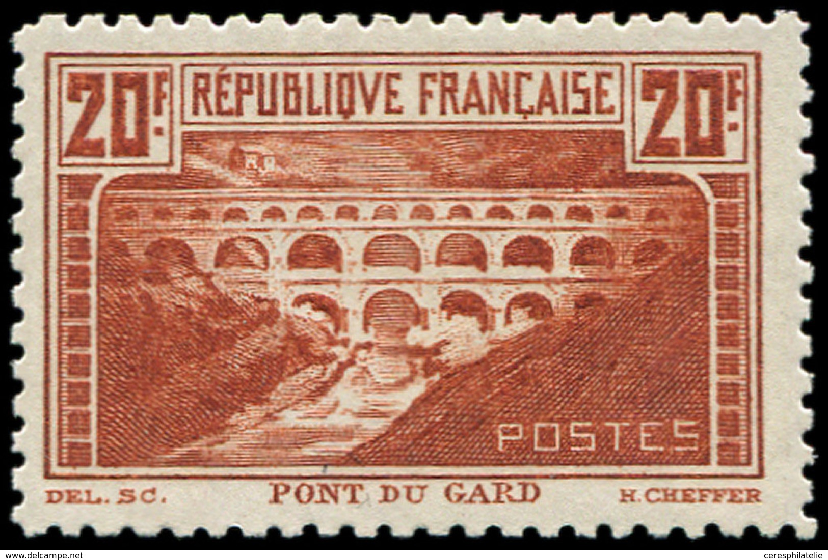 * Collection Henri Cheffer - 262B  Pont Du Gard, 20f. Chaudron Clair, T I, Dentelé 11, TB - Non Classés