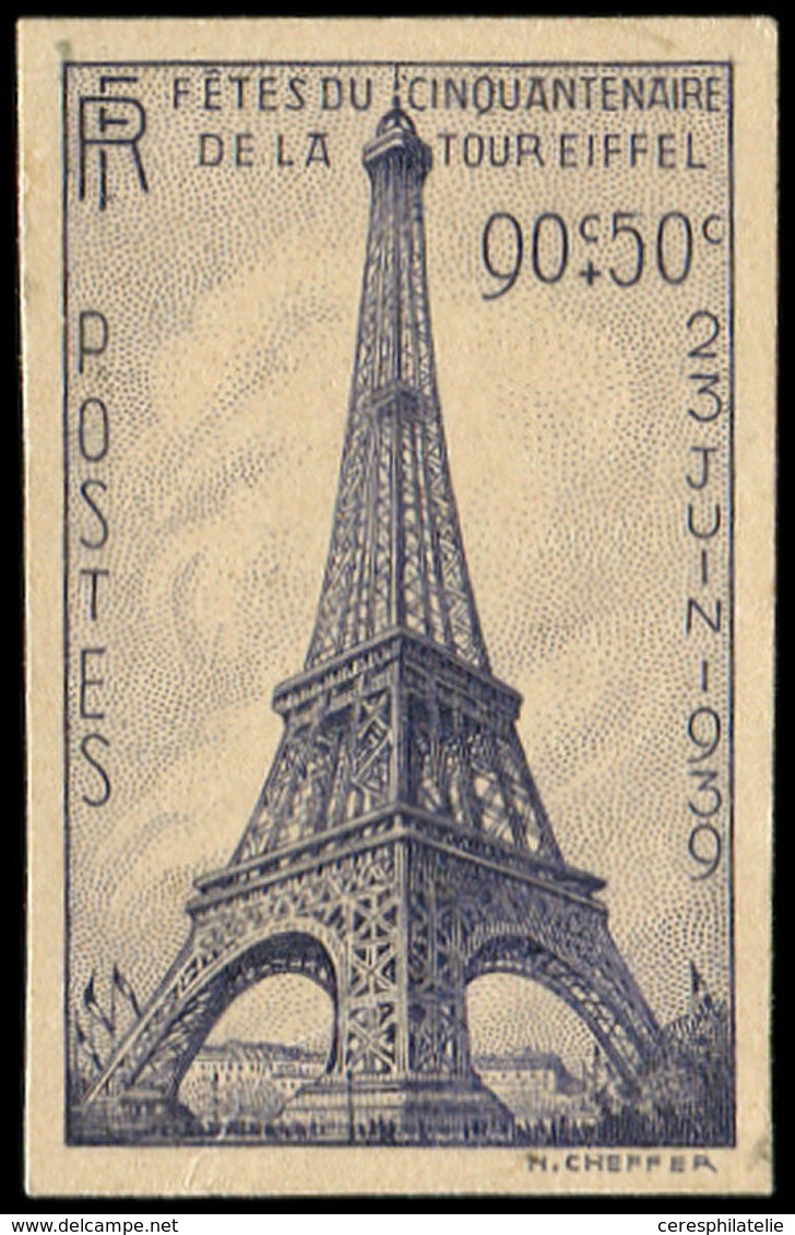 Collection Henri Cheffer - 429   Tour Eiffel, Découpe D'épreuve D'artiste En Bleu Foncé, TB - Non Classés