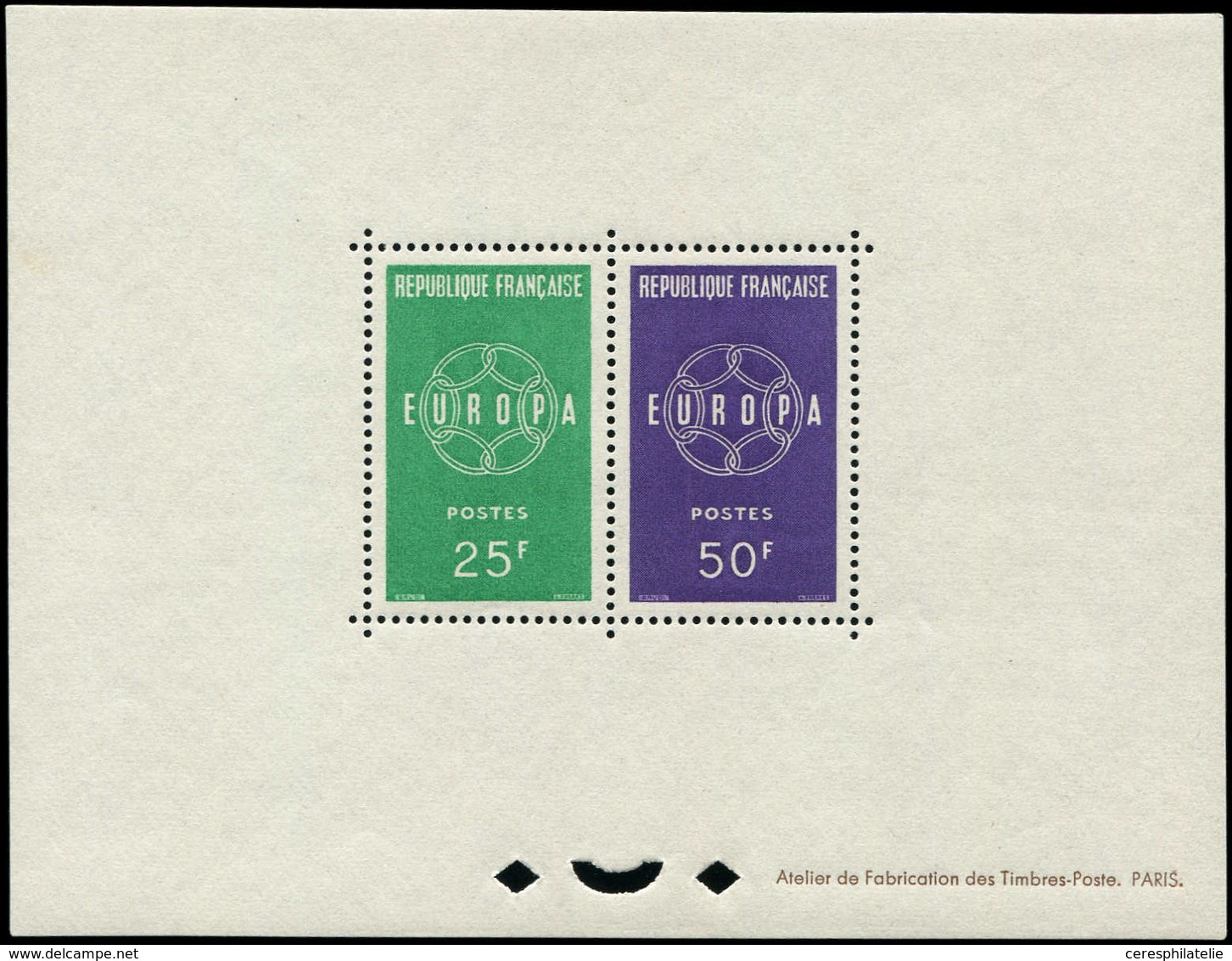 ** BLOCS FEUILLETS DENTELES GOMMES - 1218/19 Europa 1959, TB - Sonstige & Ohne Zuordnung