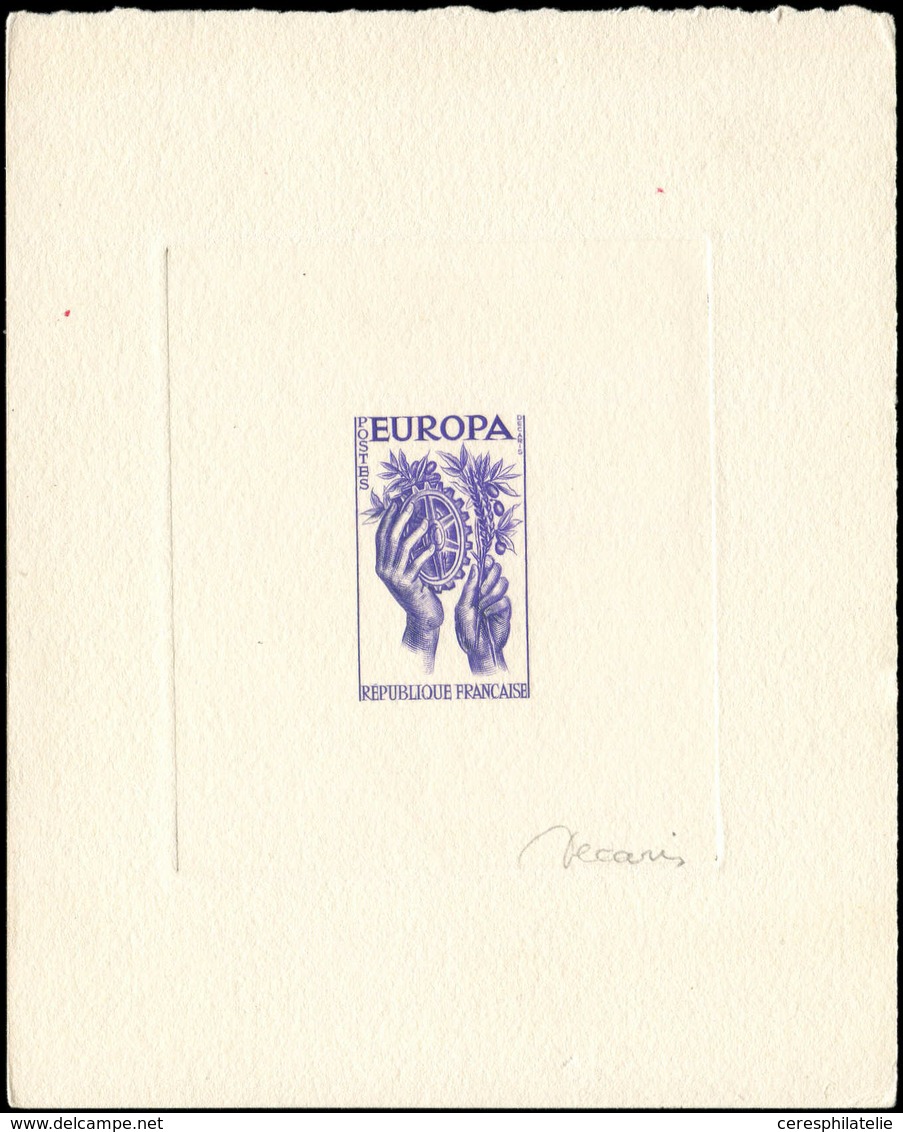 EPREUVES D'ARTISTES ET D'ATELIER - Europa 1957, épreuve D'artiste En Violet Sans La Valeur, TB, Signée Decaris - Prove D'artista