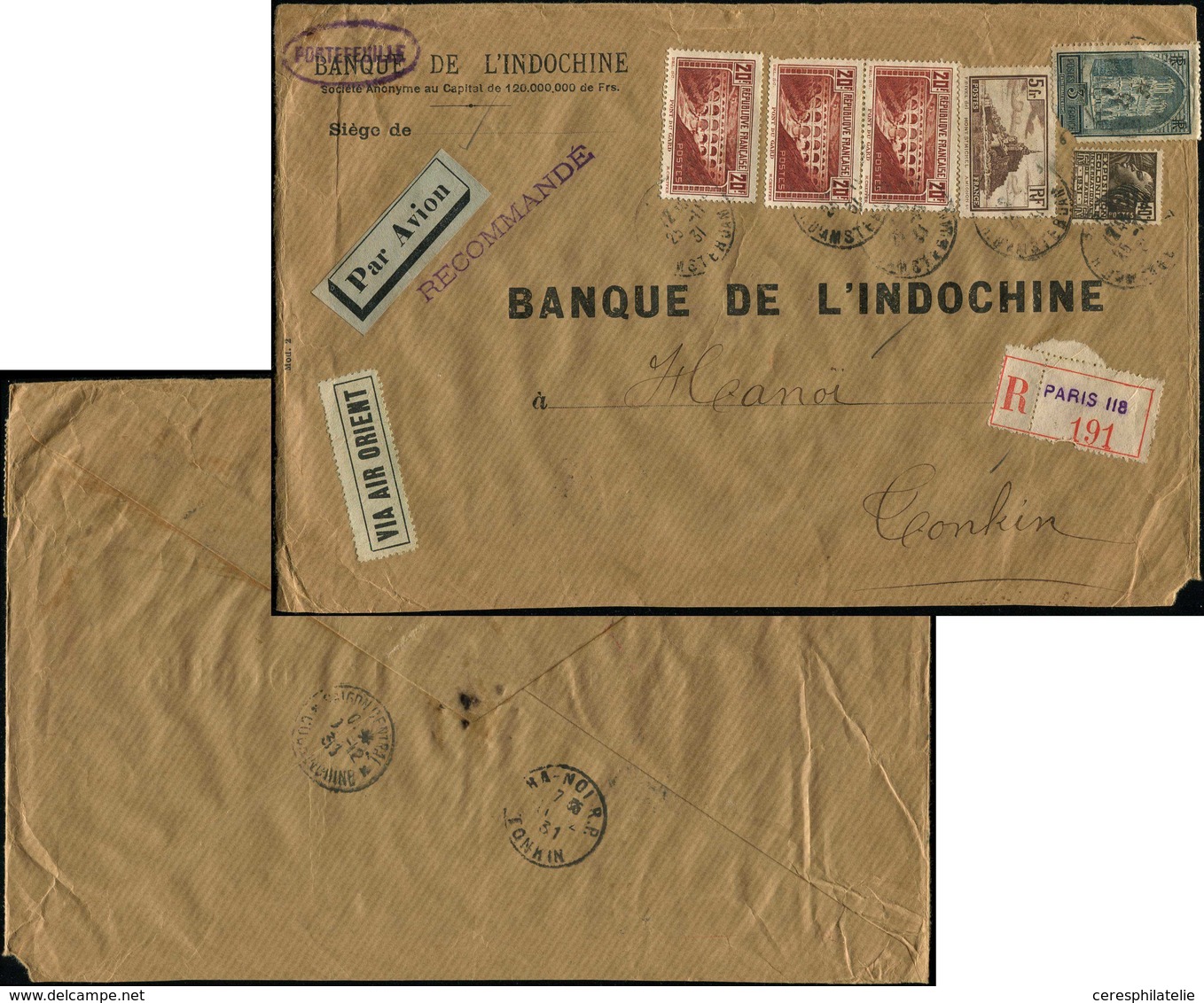 Let LETTRES DU XXe SIECLE - N°262A (3 Ex. Dont Un Défx), N°259a T II Défx, 260 Et 271, Obl. PARIS 25/11/31 S. Env. Rec.  - Storia Postale