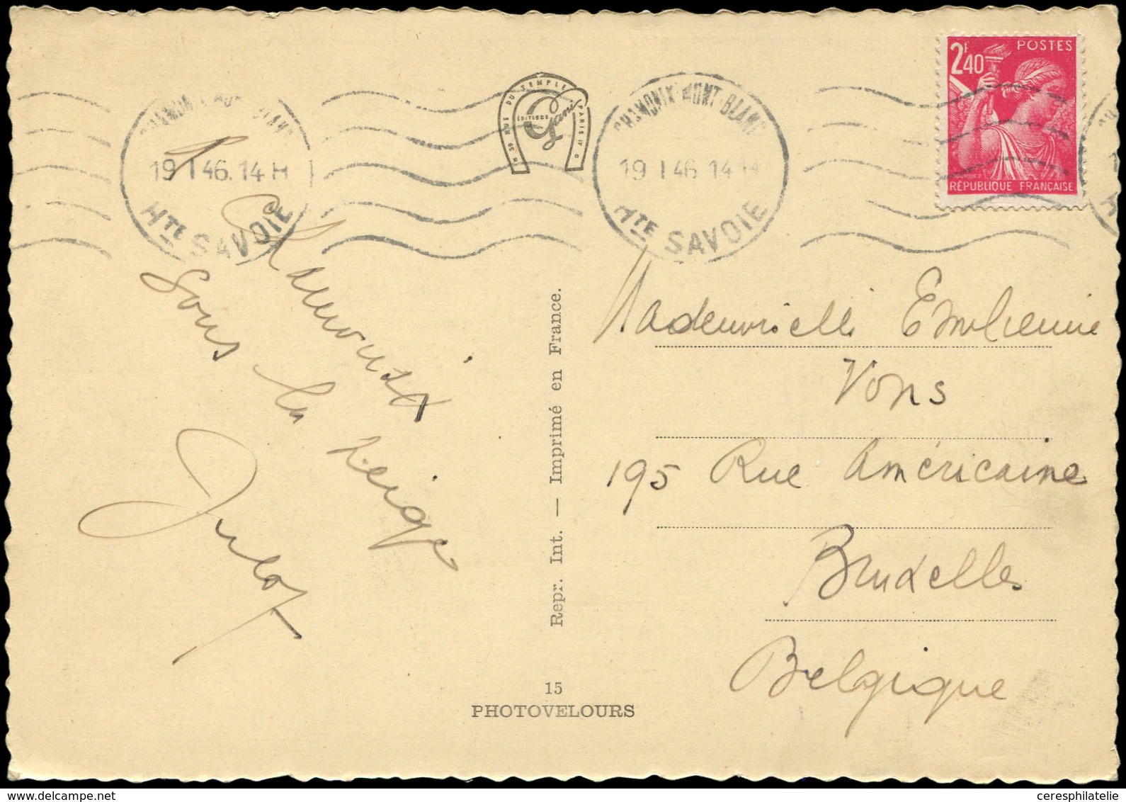 Let LETTRES DU XXe SIECLE - N°654 Obl. 19/1/46 SEUL Sur CP Pour La BELGIQUE, TB - Storia Postale