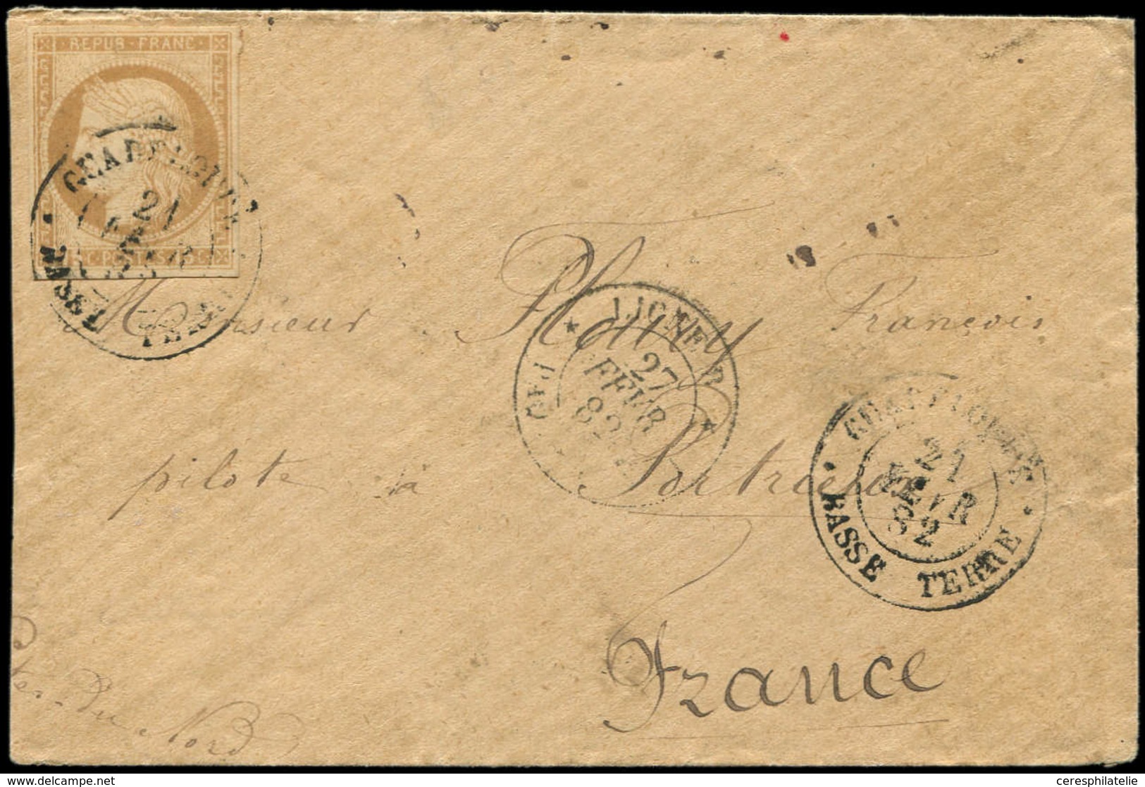 Let Colonies Générales - 19   15c. Bistre Obl. Càd BASSE-TERRE GUADELOUPE 21/2/82 S. Env., "Correspondance Militaire" Po - Autres & Non Classés