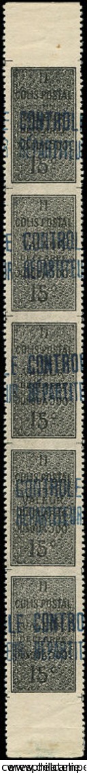 ** ALGERIE Colis Px 8a : 15c. Noir, Bande De 5 Verticale Non Dentelée Horizontalement, TB - Colis Postaux