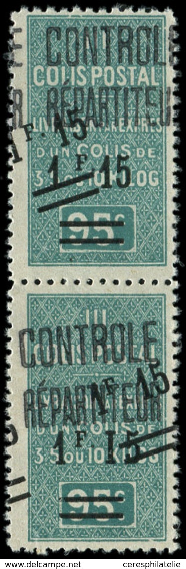 ** ALGERIE Colis Px 28a : 1f15 Sur 95c. Vert, DOUBLE Surcharge Dont Une En Diagonale, PAIRE, TB. Br, Cote Maury - Paquetes Postales