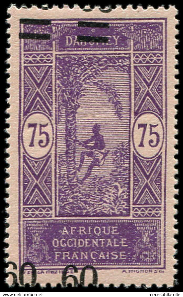 ** DAHOMEY 66 : 60 Sur 75c. Violet Et Rose, Surch. RAPPROCHEES Et A CHEVAL, TB - Autres & Non Classés