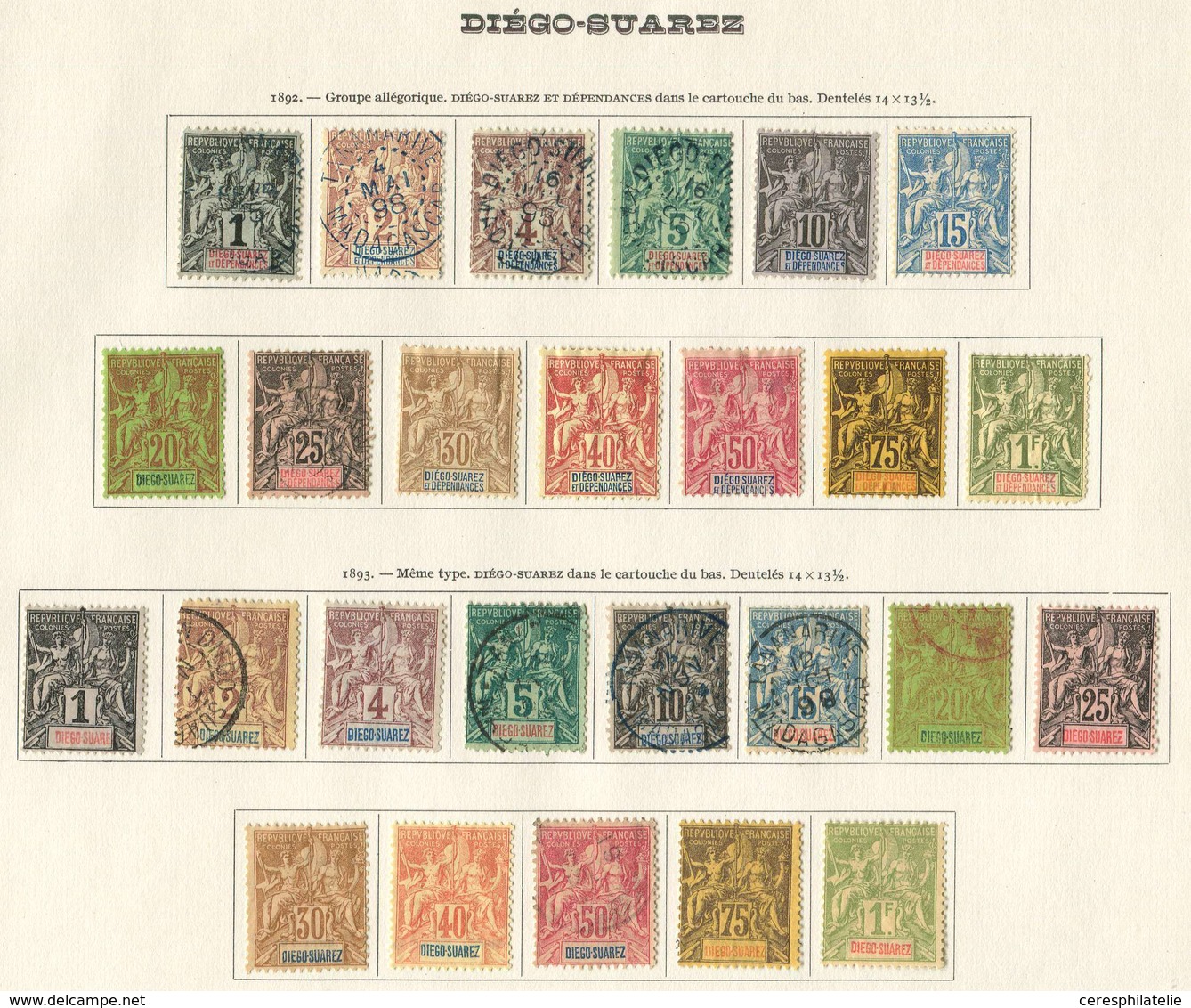 DIEGO SUAREZ 25/37, 38/50 : Séries Groupe De 1892/93, * Ou Obl., Sur FA, TB - Autres & Non Classés