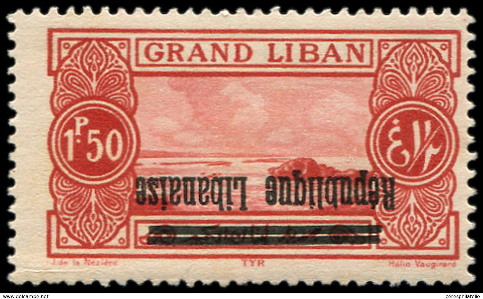 ** GRAND LIBAN 87b : 1p.50 Rouge, Surch. RENVERSEE, TB. C - Sonstige & Ohne Zuordnung