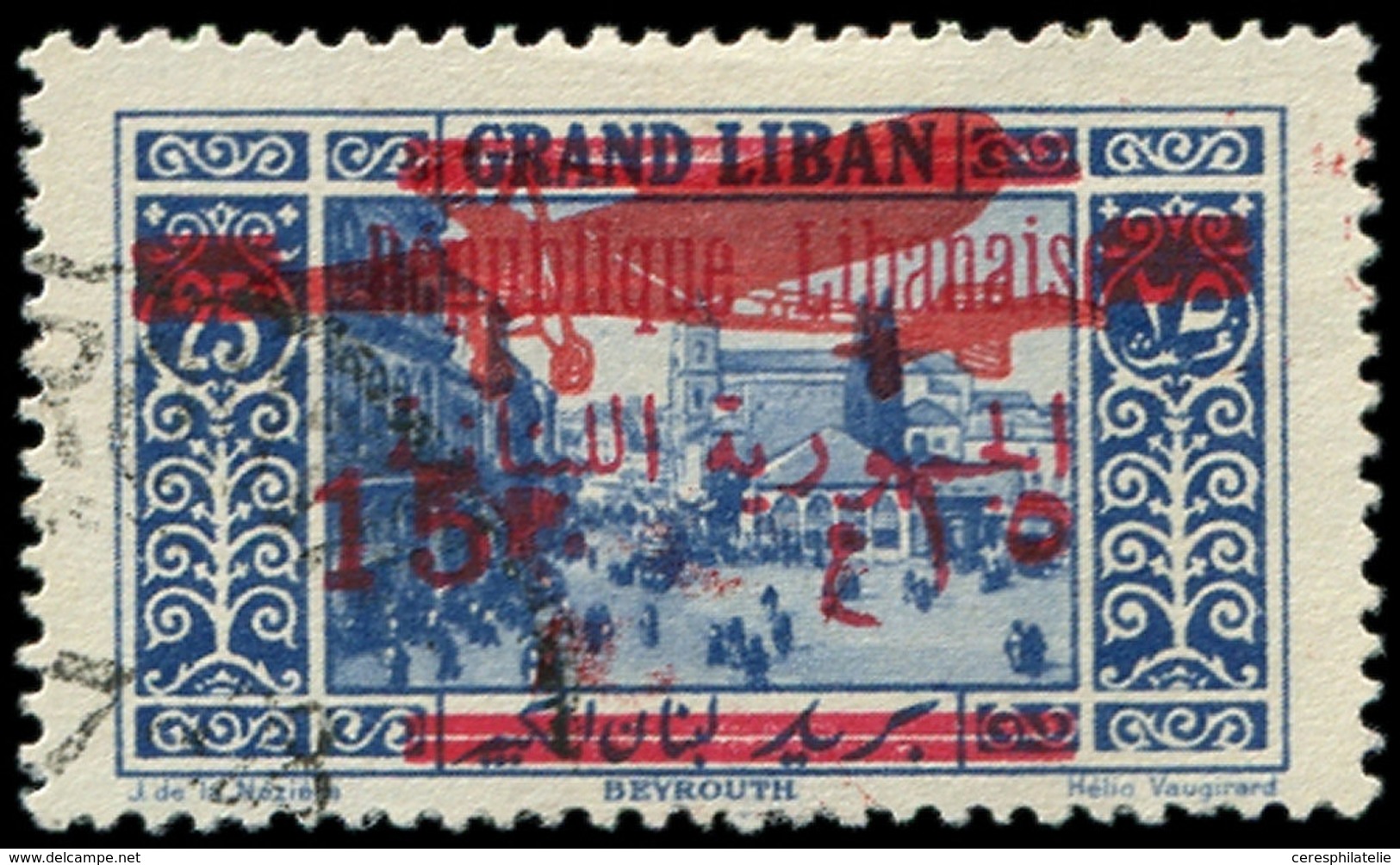 GRAND LIBAN PA 36A : 15p. Sur 25p. Bleu, T II, Obl., TB. J - Autres & Non Classés