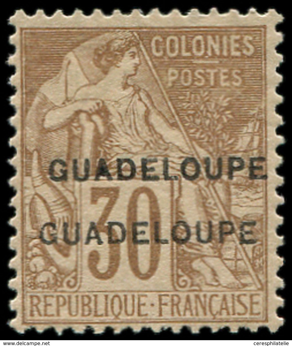 * GUADELOUPE 22b : 30c. Brun, DOUBLE Surcharge, TB. S - Autres & Non Classés